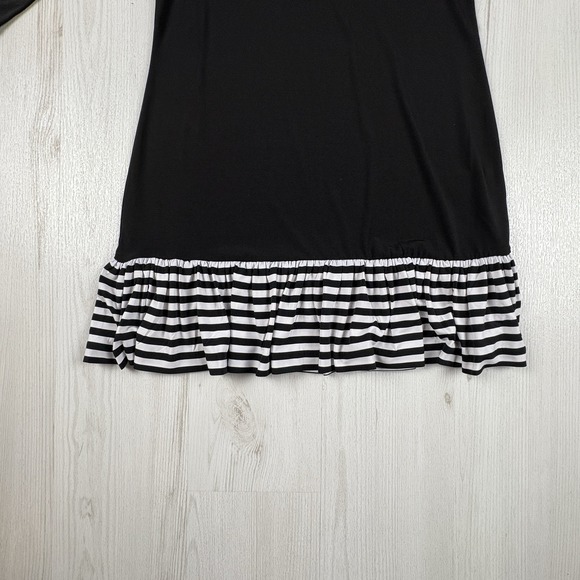 Michael Kors Dress Small Black with Stripped Ruffle Hem Y2K Minimalist - Picture 4 of 12